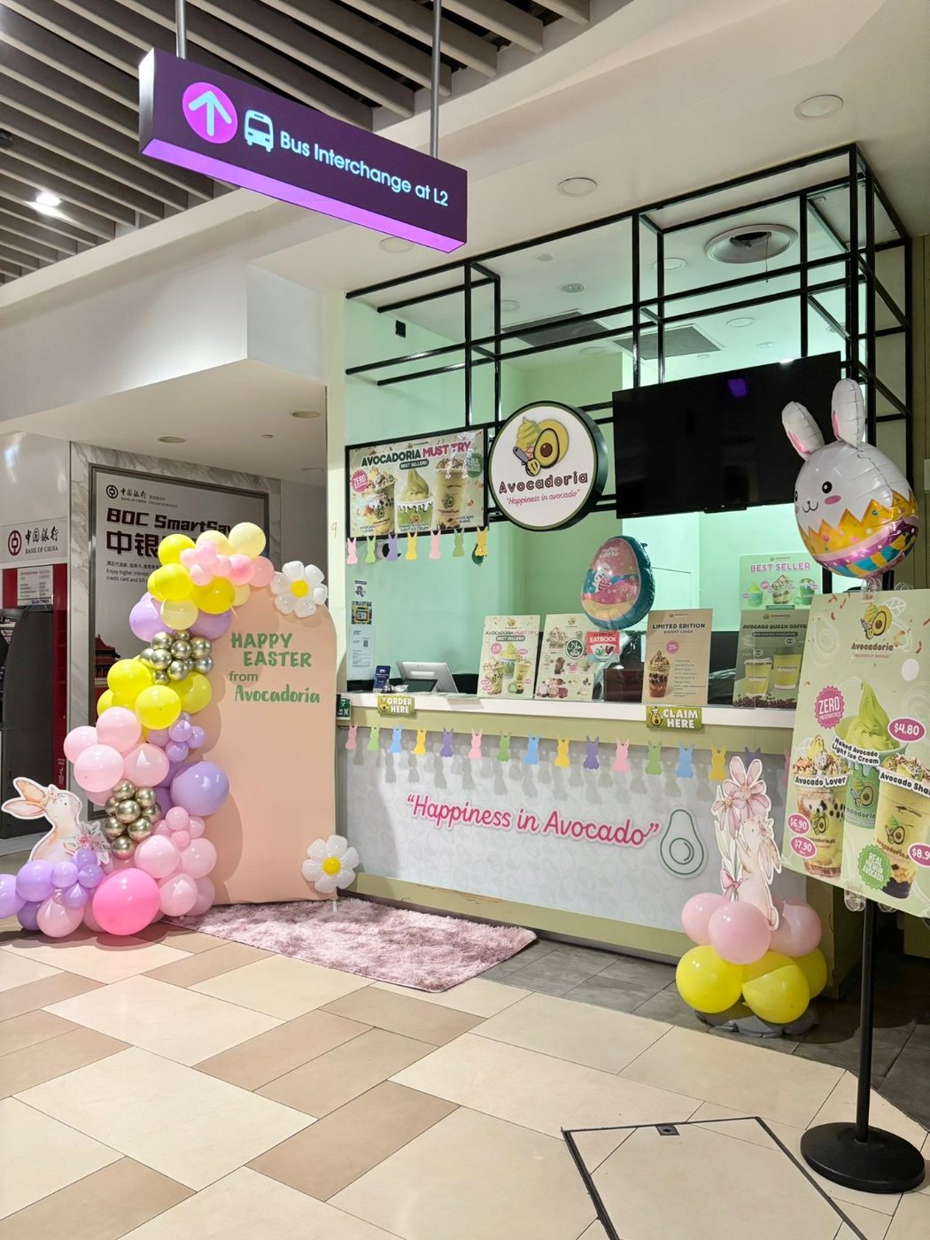 In-store Easter event styled for Avocadoria — storefront view