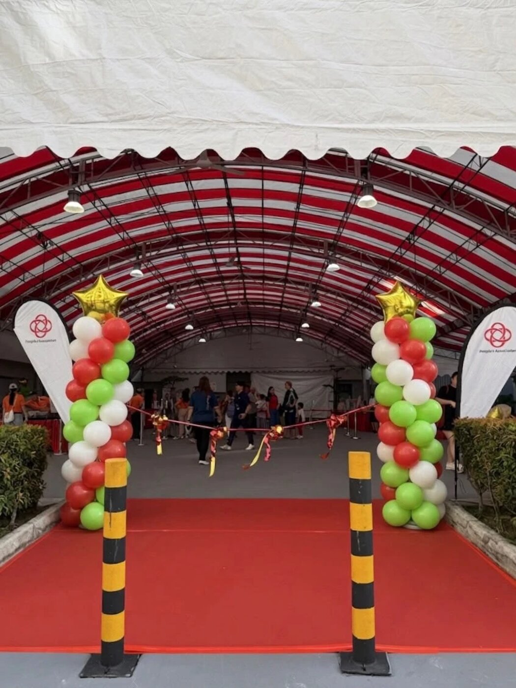 Balloon pillar entrance styled by LinkNow Events Co. for a People's Association Open House